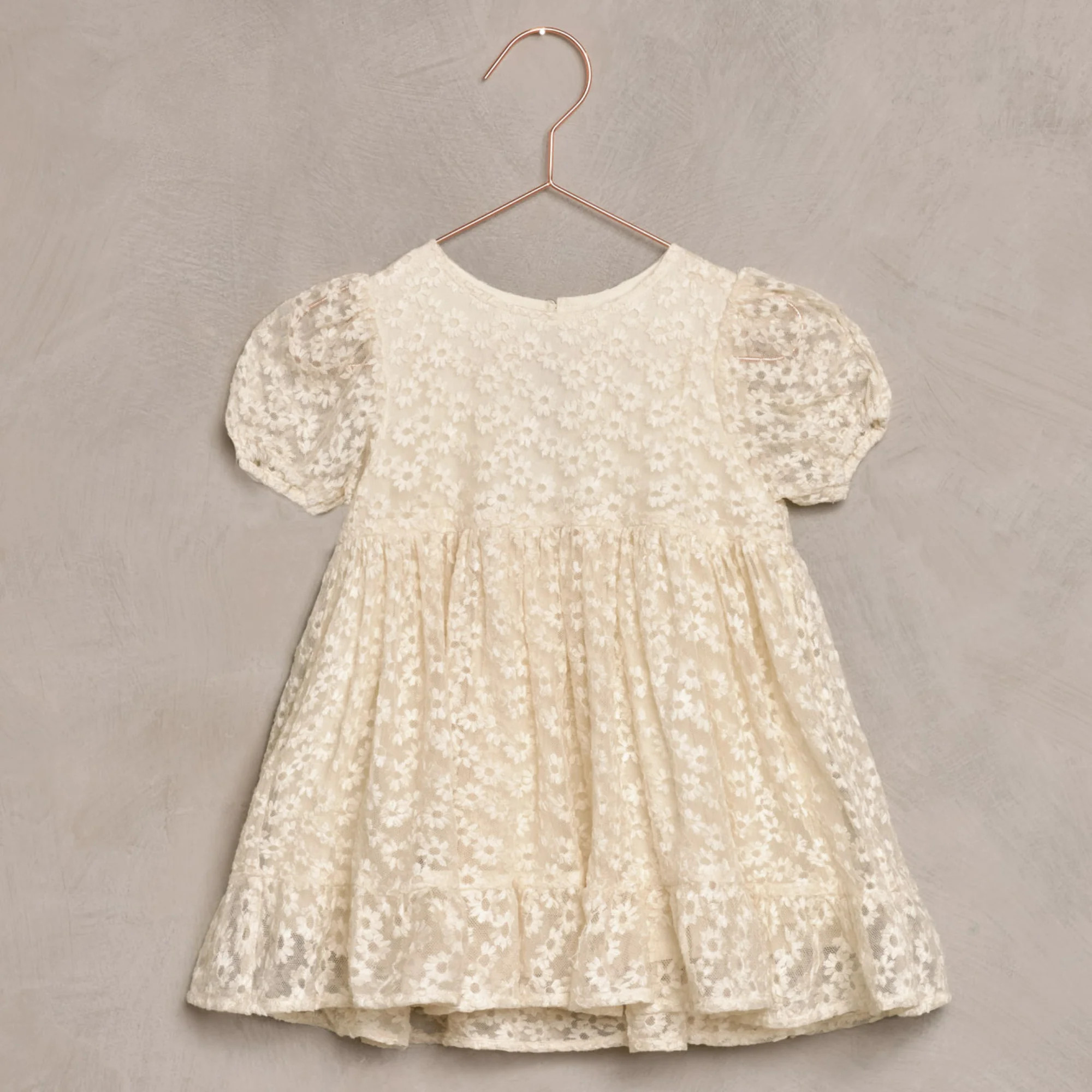 Quinn Dress, Flower Embroidered Mesh, Natural | SpearmintLOVE
