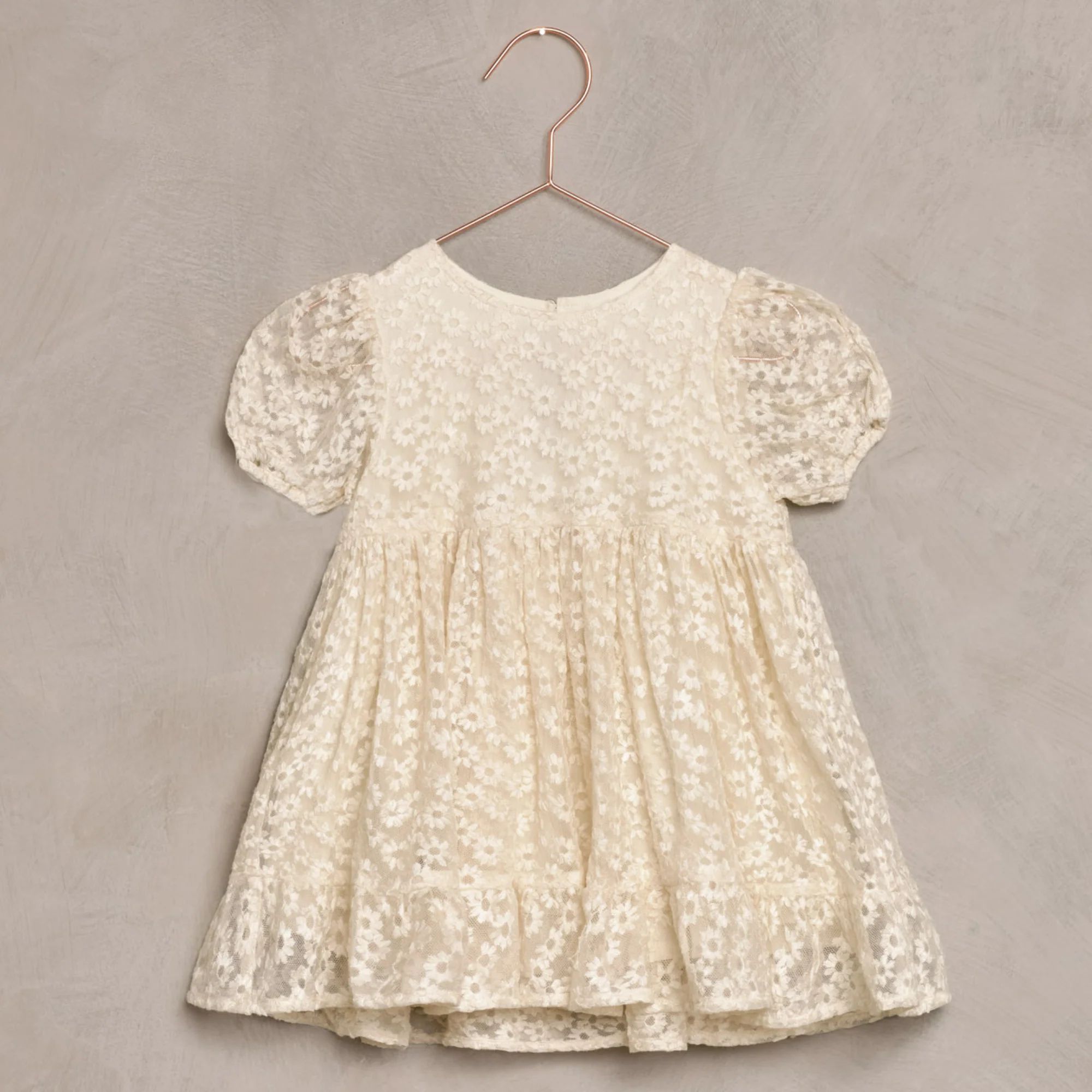 Quinn Dress, Flower Embroidered Mesh, Natural | SpearmintLOVE