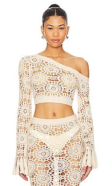 Tularosa Luanne Cold Shoulder Top in Light Beige from Revolve.com | Revolve Clothing (Global)