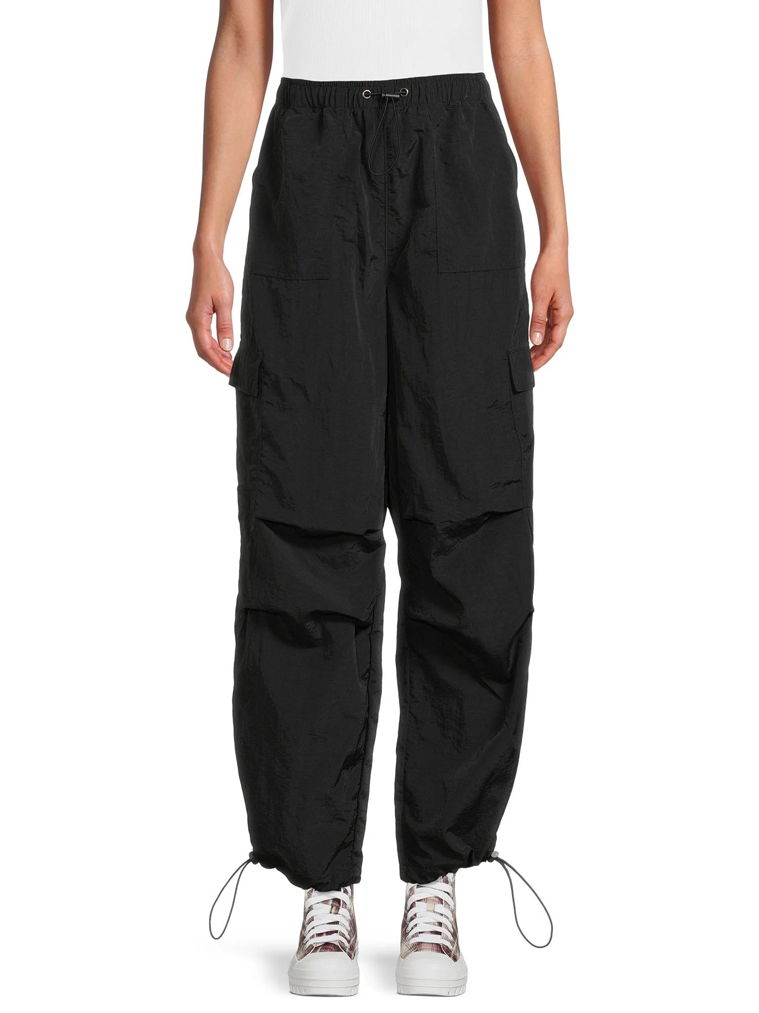 No Boundaries Women's Juniors Nylon Parachute Pants, 29.5" Inseam, Sizes XS-XXXL | Walmart (US)