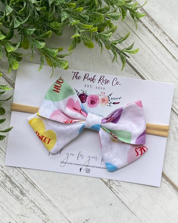 Valentines Sweet Tart School Girl Bow  Bows on Nylon  | Etsy | Etsy (US)