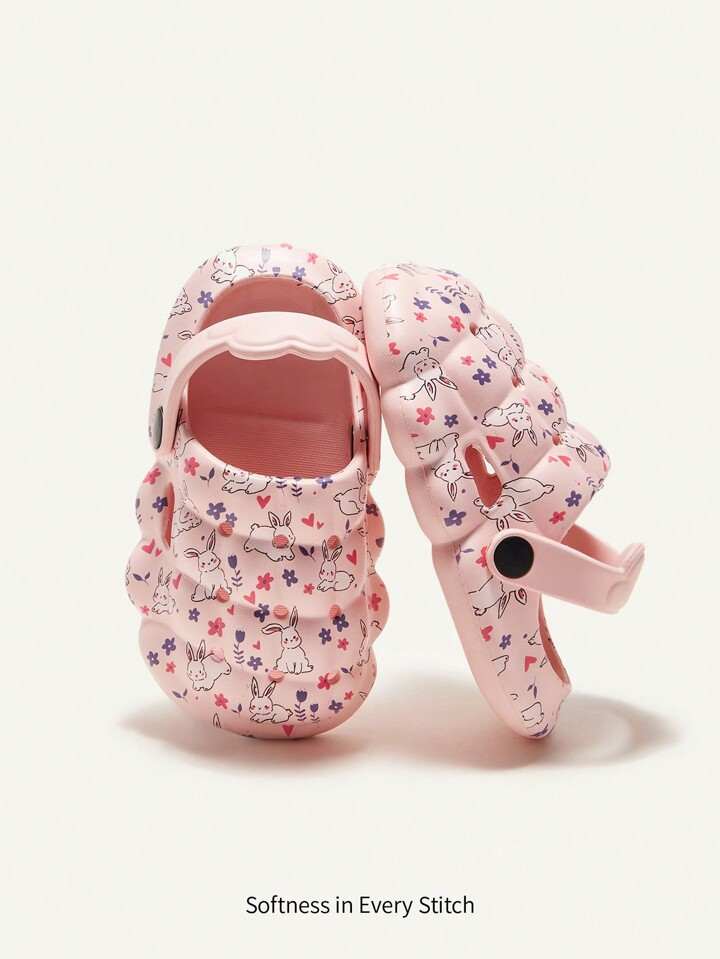 Cozy Cub 1pair Girls' Fun Cartoon Bunny Print Baby Crib Shoes, Lovely Slippers, Garden Shoes, For... | SHEIN
