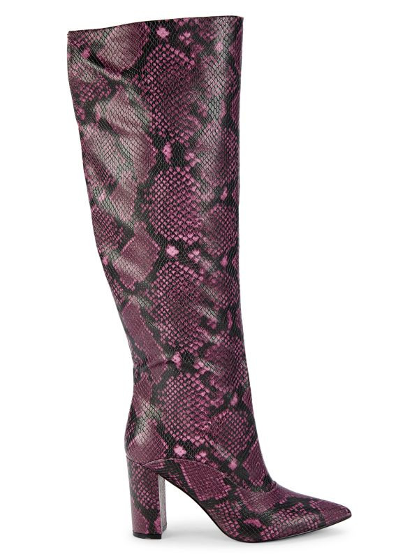 Ladie Snakeskin-Embossed Knee-High Boots | Saks Fifth Avenue OFF 5TH