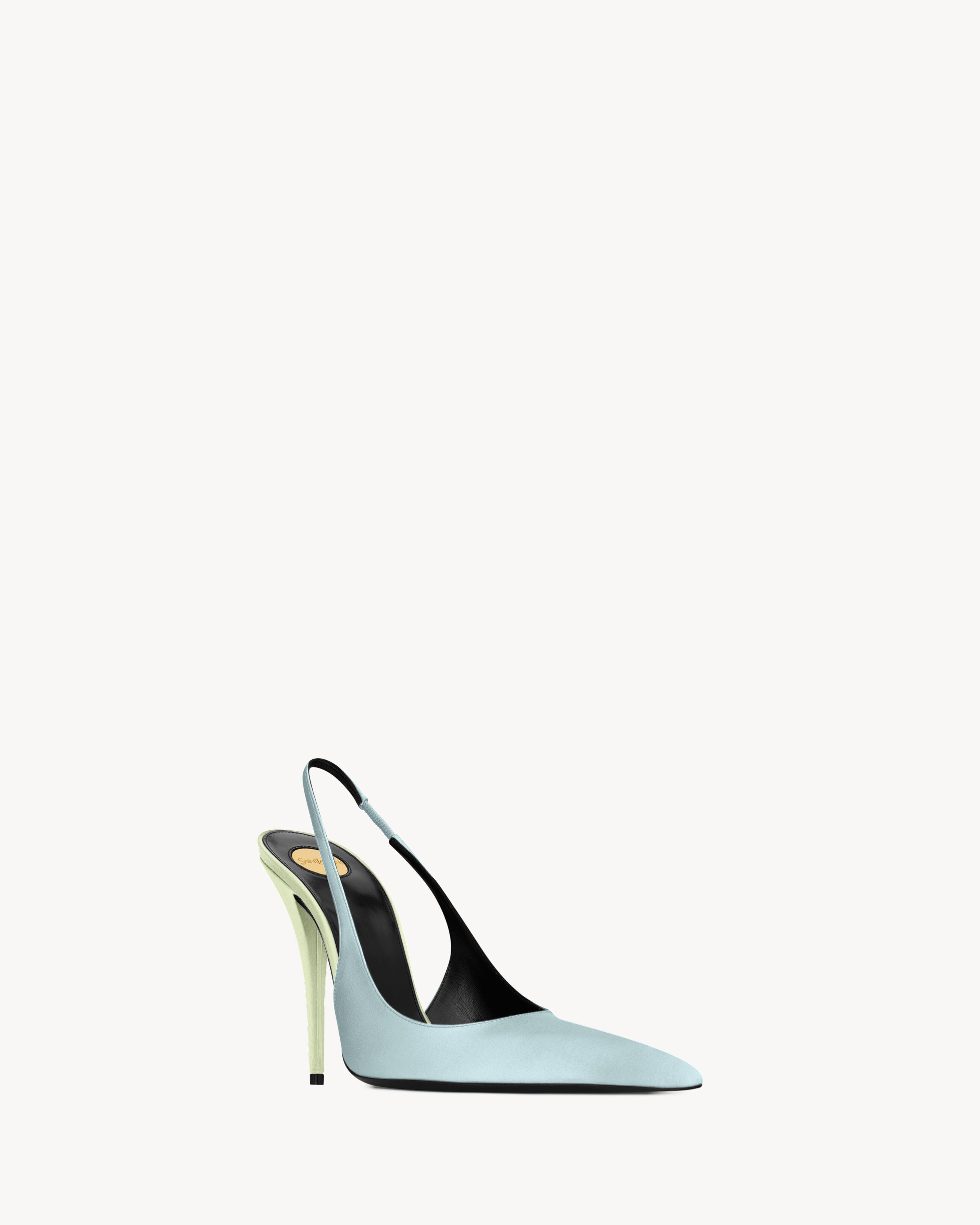 DEROCHE slingback pumps in satin crepe in Blue | Saint Laurent | YSL EN-US | Saint Laurent Inc. (Global)