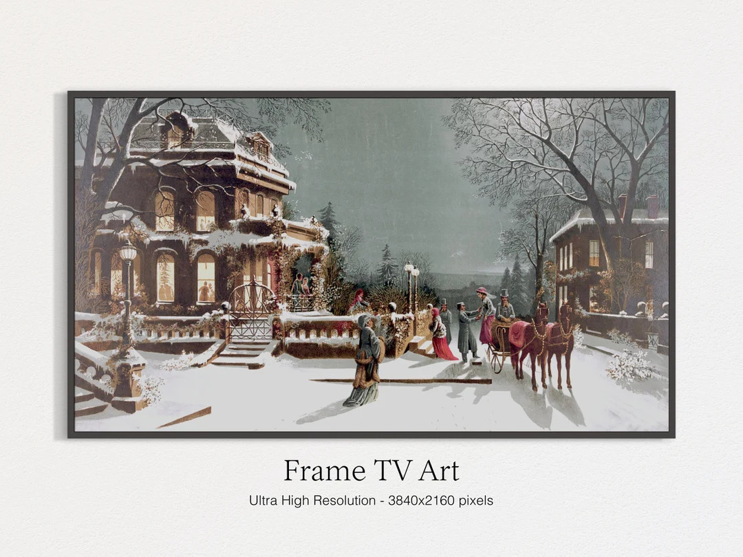 Samsung Frame TV Victorian Christmas Art Vintage Painting Instant Digital Download - Etsy | Etsy (US)