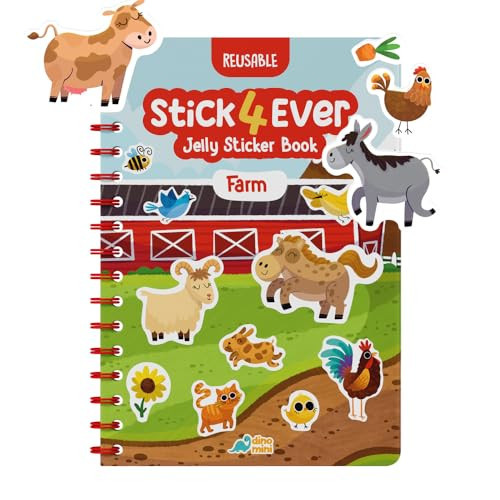 Stick4Ever Jelly Sticker Book - for Kids - Waterproof, Easy to Clean Reusable Sticker Book for Toddlers- Reusable Road Trip Activities for Kids - Stocking Stuffers for Toddlers (Farm) | Amazon (US)