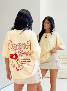Sunset Spirit Oversized Tee Cream | Princess Polly US