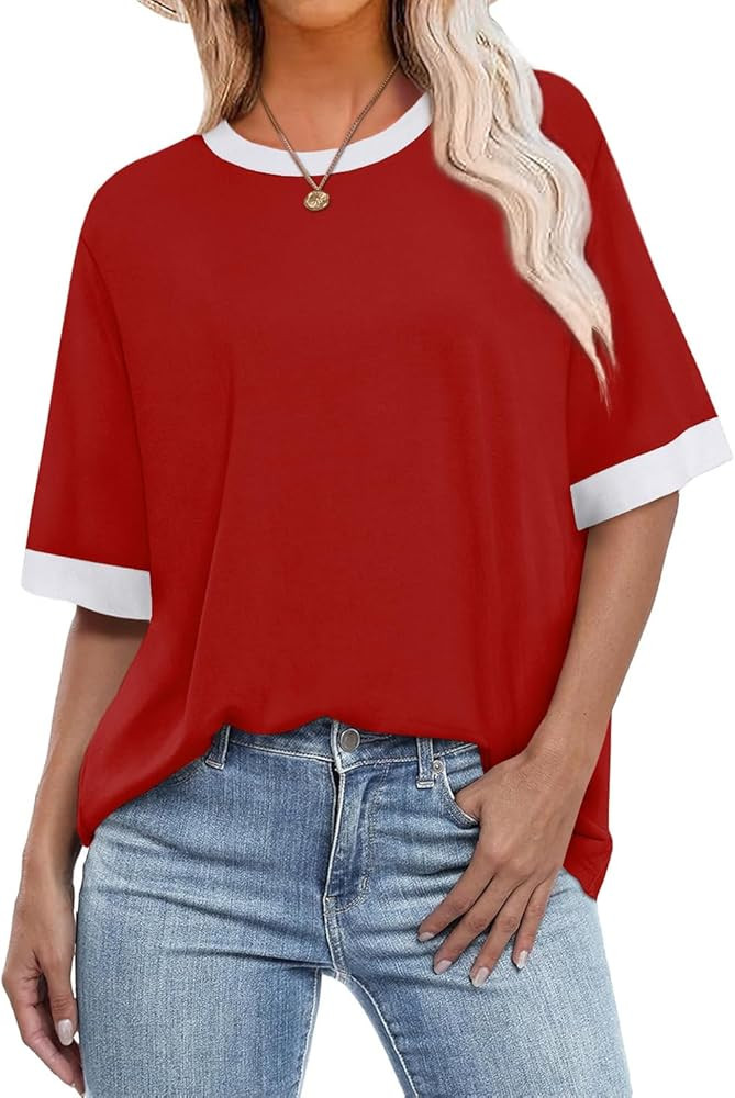 OFEEFAN Summer Tops for Women 2026 Short Sleeve Shirts Dressy Casual Crew Neck Tshirts Fashion | Amazon (US)