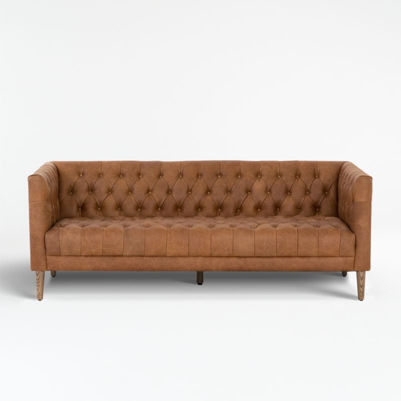 Rollins Leather Button Tufted Sofa + Reviews | Crate and Barrel | Crate & Barrel