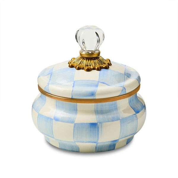 MacKenzie-Childs Sky Check Squashed Pot | MacKenzie-Childs