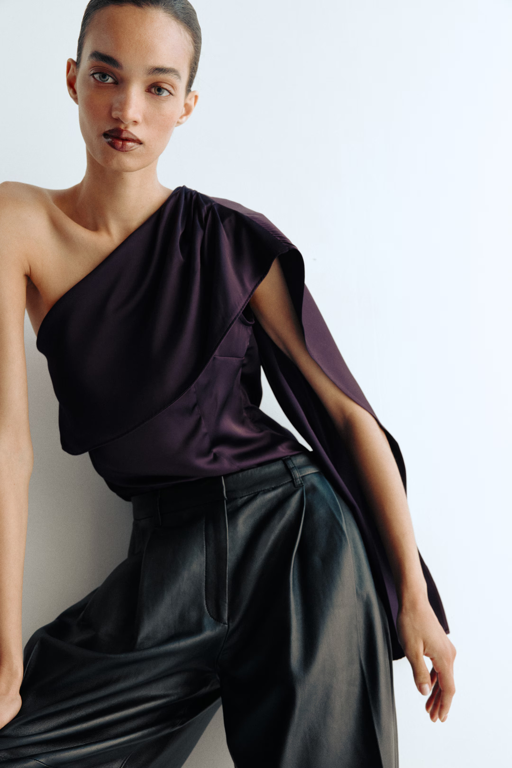 Scarf-detail satin top | H&M (US + CA)