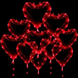 10 Glowing Heart-Shaped LED Balloons in Red, Transparent Helium Balloons with 10 Light Strings, P... | Temu Affiliate Program