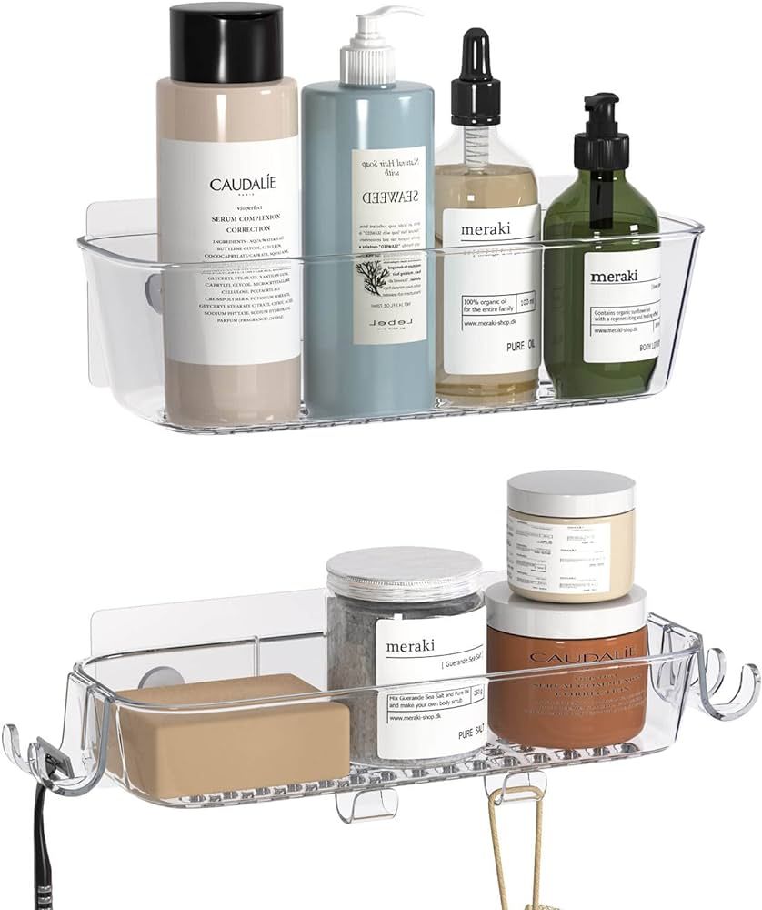 TZAMLI Shower Caddy, Adhesive Shower Organizer Rustproof Shower Shelf with Razor Holder and Hook,... | Amazon (US)