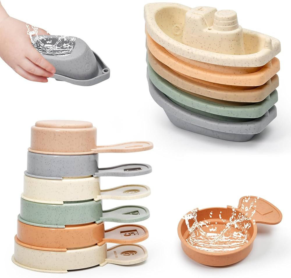 Bath Toys - Floating Boats with Bathing Spoon,Mold Free Baby Bath Toys for Kids Age 1-3,Pool Toys... | Amazon (US)