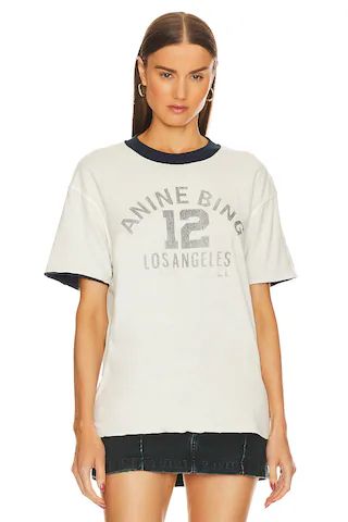 ANINE BING Toni Reversible Tee in Washed Navy & Off White from Revolve.com | Revolve Clothing (Global)