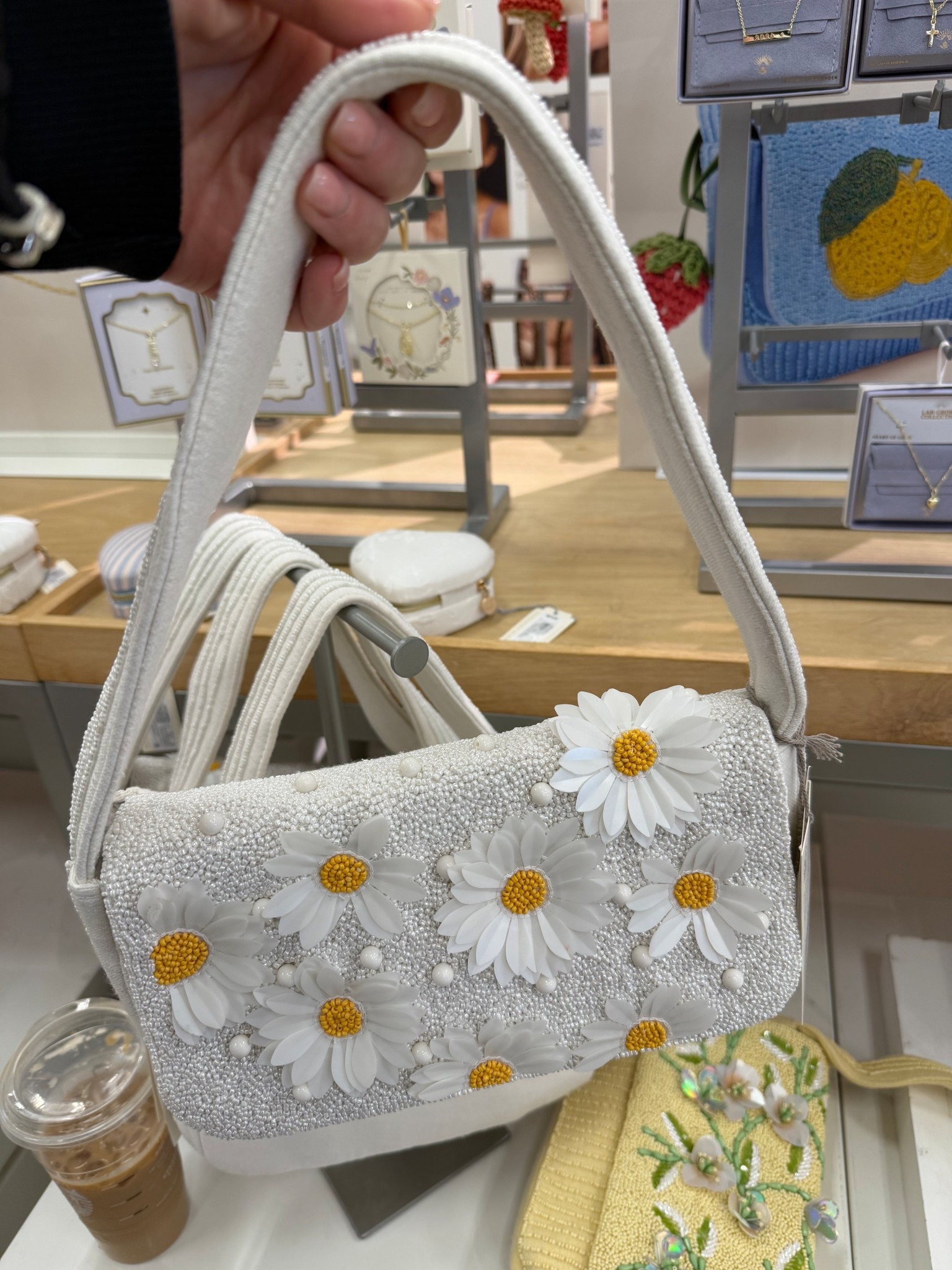 Daisy embedded shoulder hand bag from Target. The beading is so pretty. They have 4 patterns available. #beadedpurse #purse #shoulderbag #daisies #target #targetfinds

#LTKSeasonal #LTKMothersDay #LTKgrwm