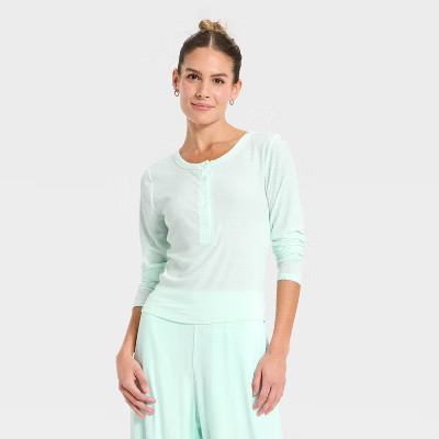 Women's Modal Ribbed Henley Long Sleeve Top - All In Motion™ | Target