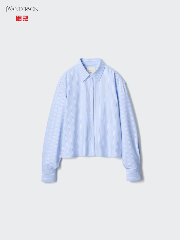 Oxford Boxy Cropped Shirt | Striped | UNIQLO (US)