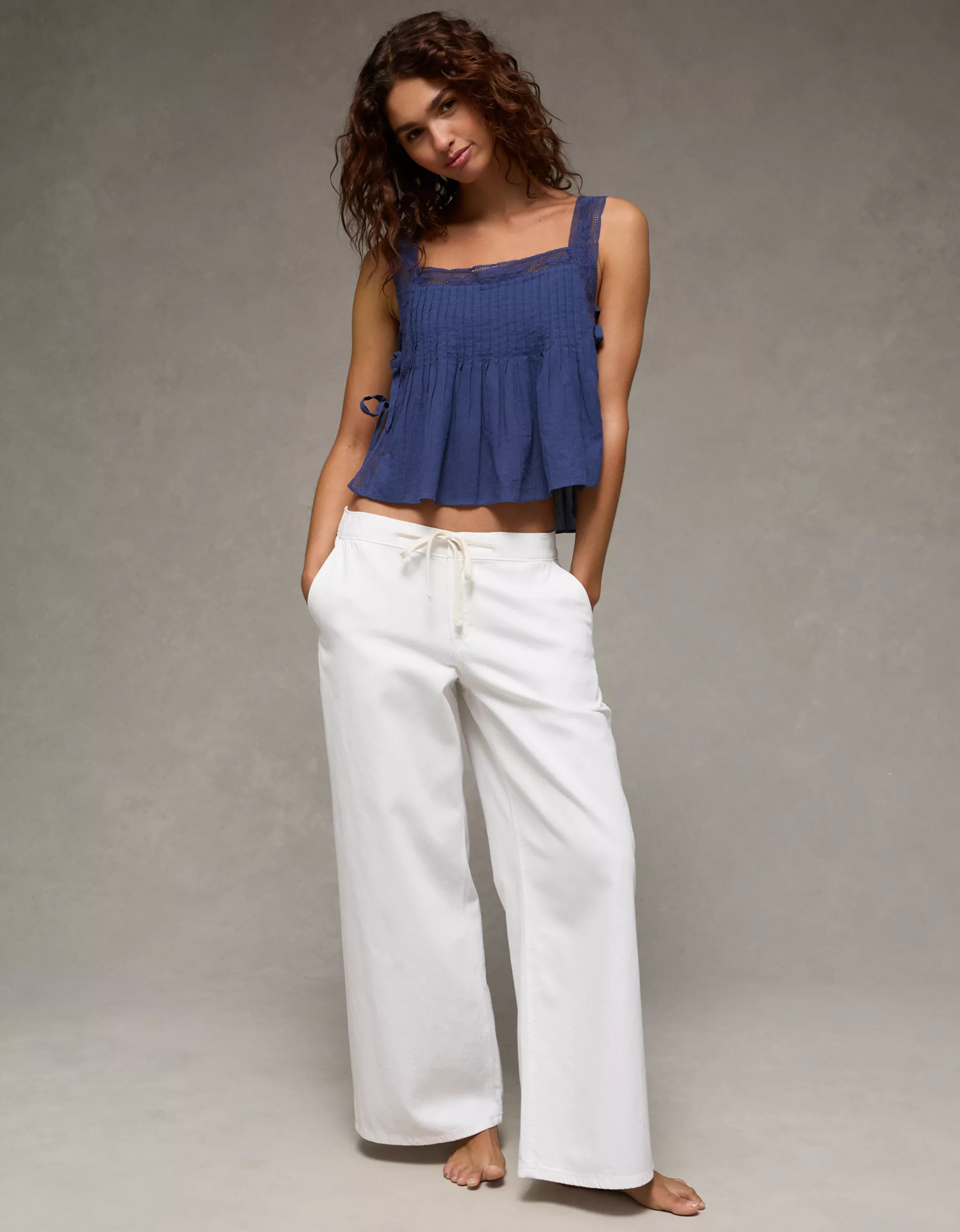 AE Side-Tie Lace Trim Cami | American Eagle Outfitters (US & CA)