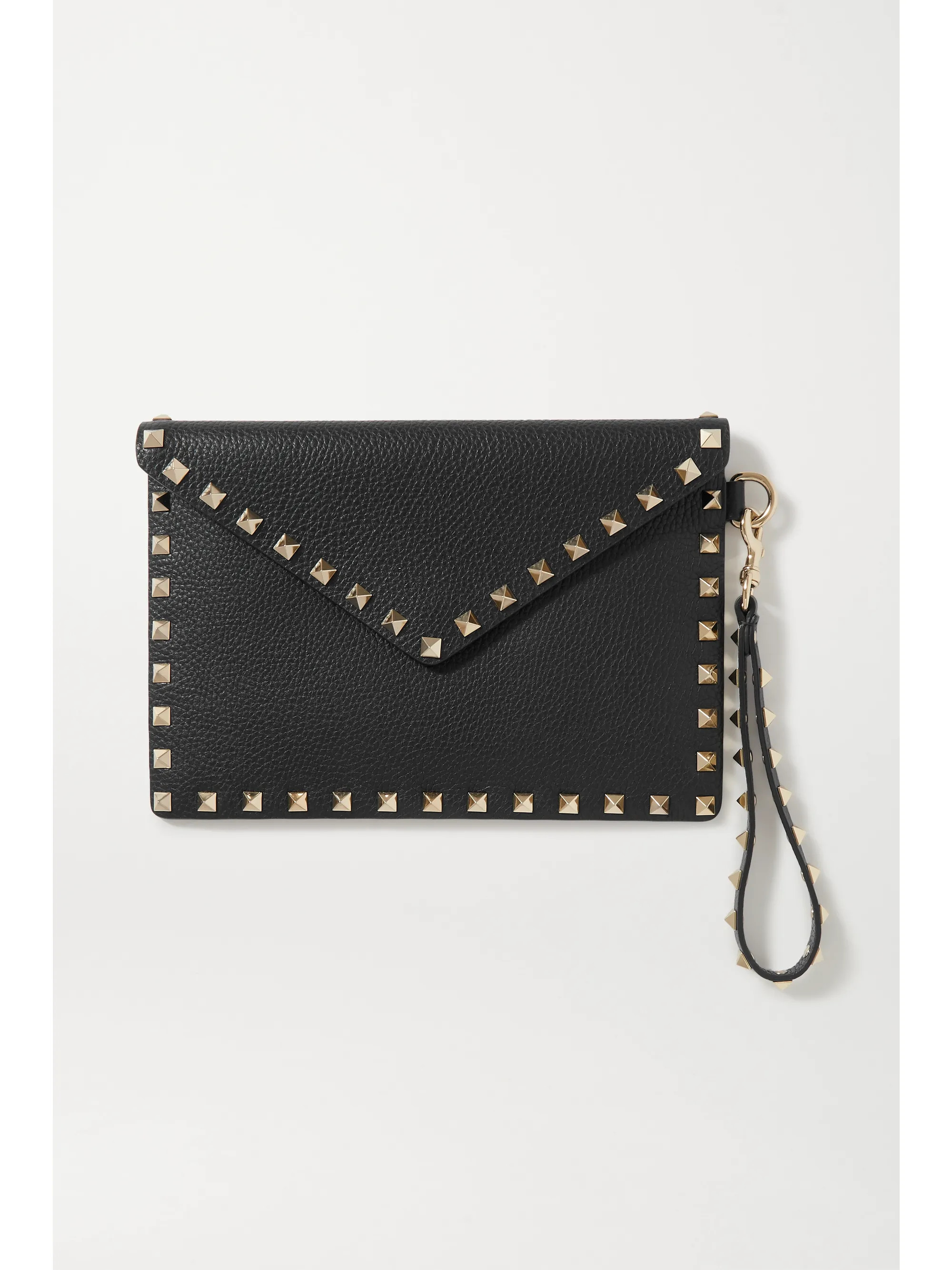 Black Valentino Garavani Rockstud textured-leather pouch | Valentino | NET-A-PORTER | NET-A-PORTER (US)