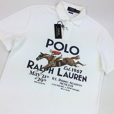 Polo Ralph Lauren Men VTG Classic Horse Riding Graphic Mesh Polo Shirt White | eBay CA