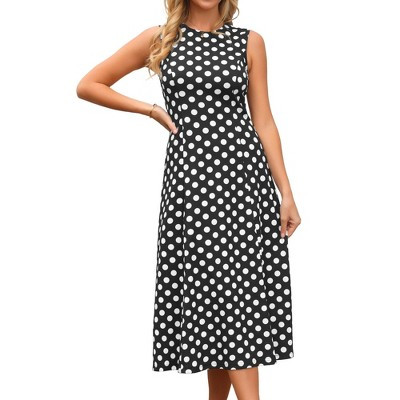 INSPIRE CHIC Women's Polka Dots Summer Sleeveless Vintage Crew Neck Elegant A-Line Maxi Dresses S... | Target