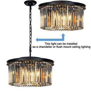 ALOA DECOR 9-Lights Modern 20in. Matte Black 2-Tier Round Chandelier With Clear Crystal 7043D50BK... | The Home Depot