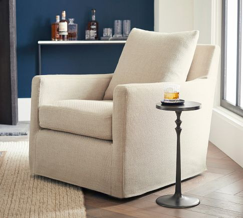 Ayden Square Arm Slipcovered Swivel Glider | Pottery Barn (US)
