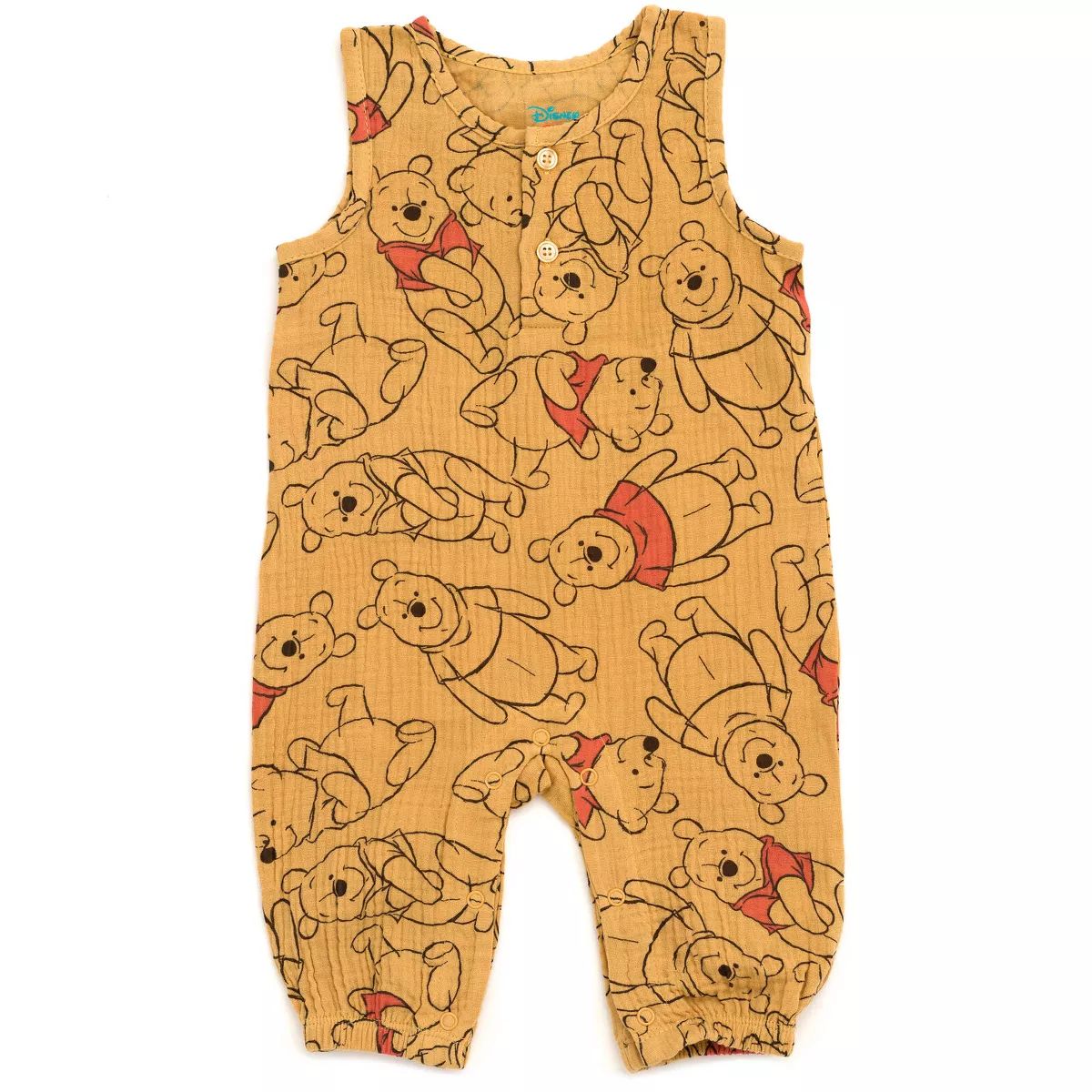 Disney Winnie the Pooh Baby Cotton Gauze Henley Sleeveless Romper Newborn to Infant | Target