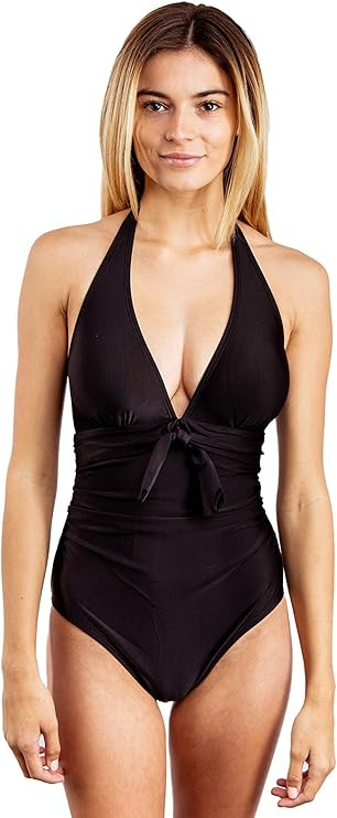 Romi Swim Women's One Piece Swimsuit Tummy Control Halter V-Neck Backless, Eco-Friendly | Amazon (US)
