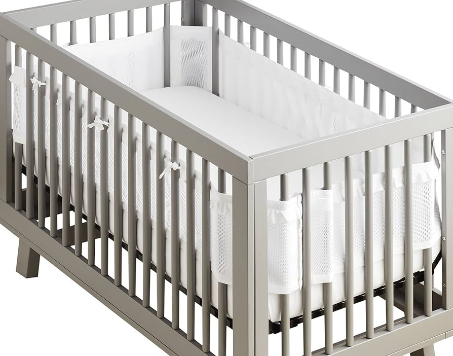 BreathableBaby Breathable Mesh Liner for Full-Size Cribs, Deluxe 4mm Mesh, White Ruffle (Size 4FS... | Amazon (US)