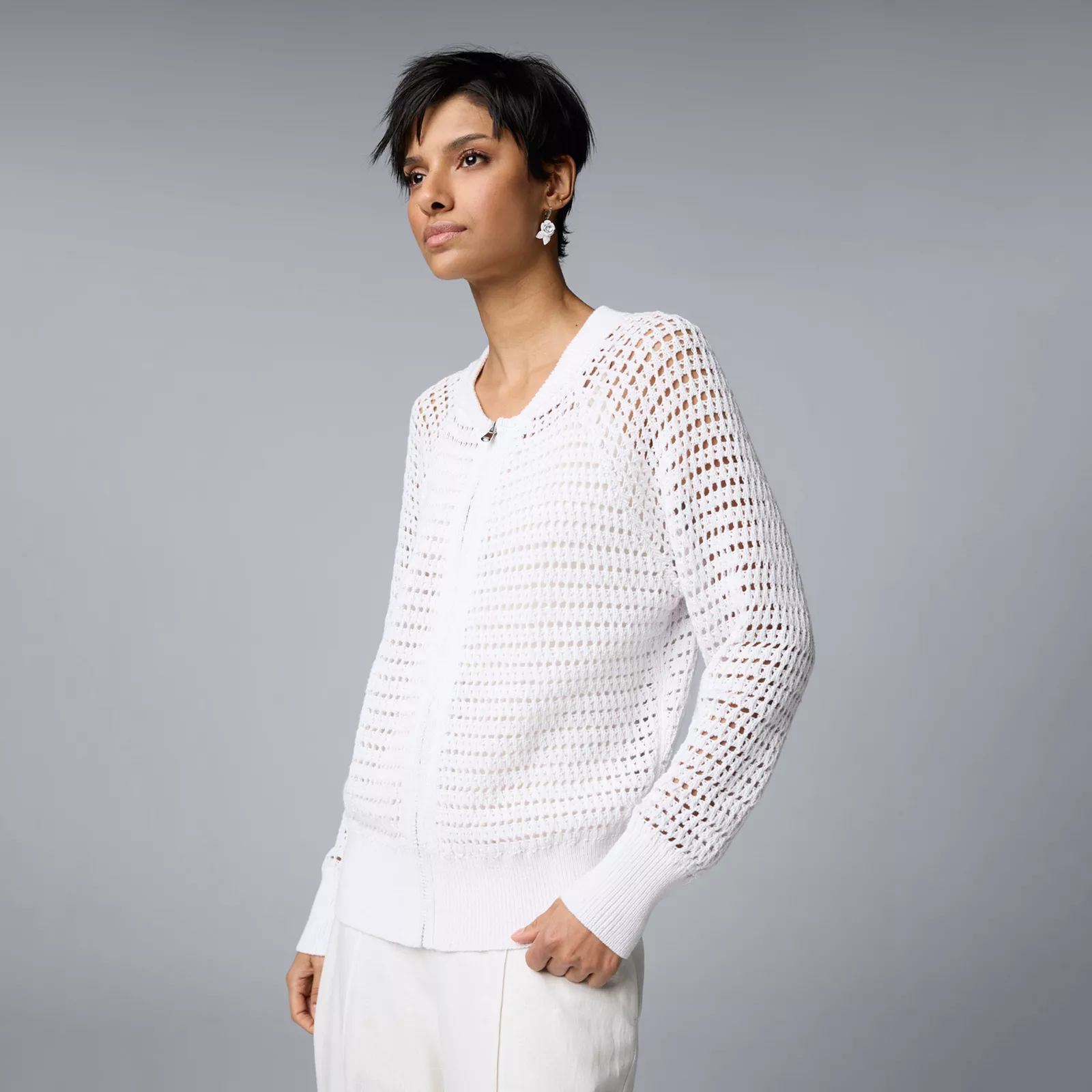 Women's Simply Vera Vera Wang Zip-Up Knitted Sweater | Kohl's