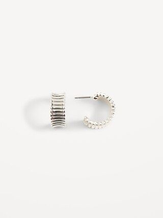 Silver-Tone Ribbed Open Hoop Earrings for Women | Old Navy (US)
