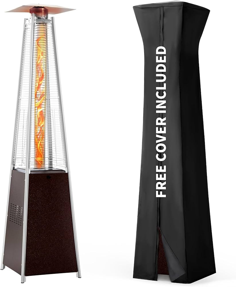 Pamapic Patio Heater, 48,000 BTU Pyramid Flame Outdoor Heater with Cover, Quartz Glass Tube Hamme... | Amazon (US)