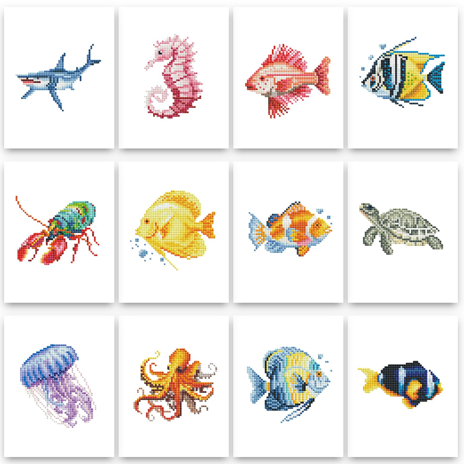 PeakLuv 12 Pcs Small Diamond Art Kits Sea Animals, Fishes Diamond Painting Kits, Mini Diamond Art... | Amazon (US)