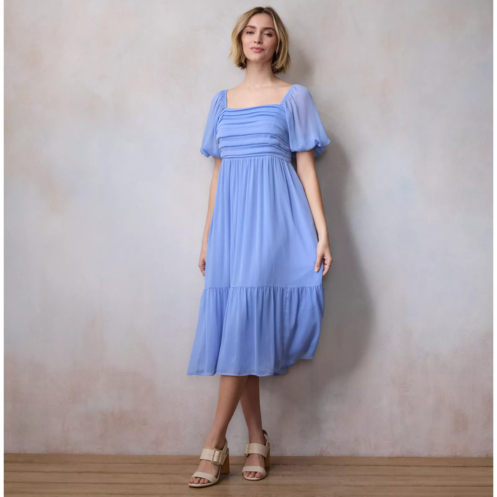 Women's LC Lauren Conrad Square Neck Pleated Bodice Midi Dress | Kohl's