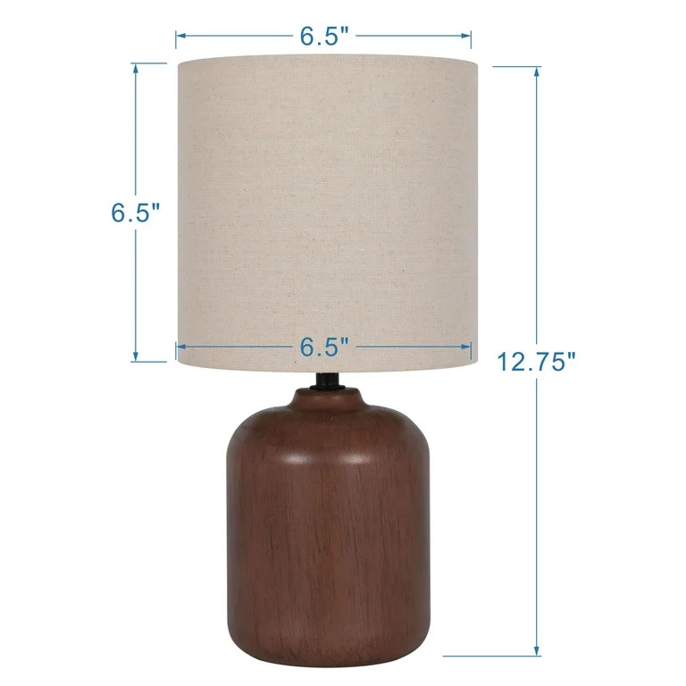 Mainstays 12.75” Traditional Faux Wood Table Lamp with Oatmeal Linen Shade | Walmart (US)
