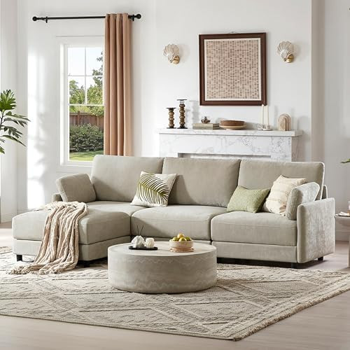CHITA L Shaped Modular Sectional Sofa with Ottoman, Modern Cloud Couch for Living Room and Apartm... | Amazon (US)