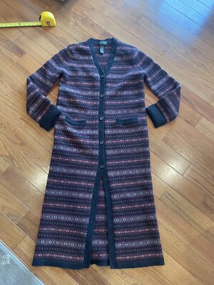 14 Rare Ralph Lauren Fair Isle Cardigan Sweater Coat  Wool  Flawless L | eBay US