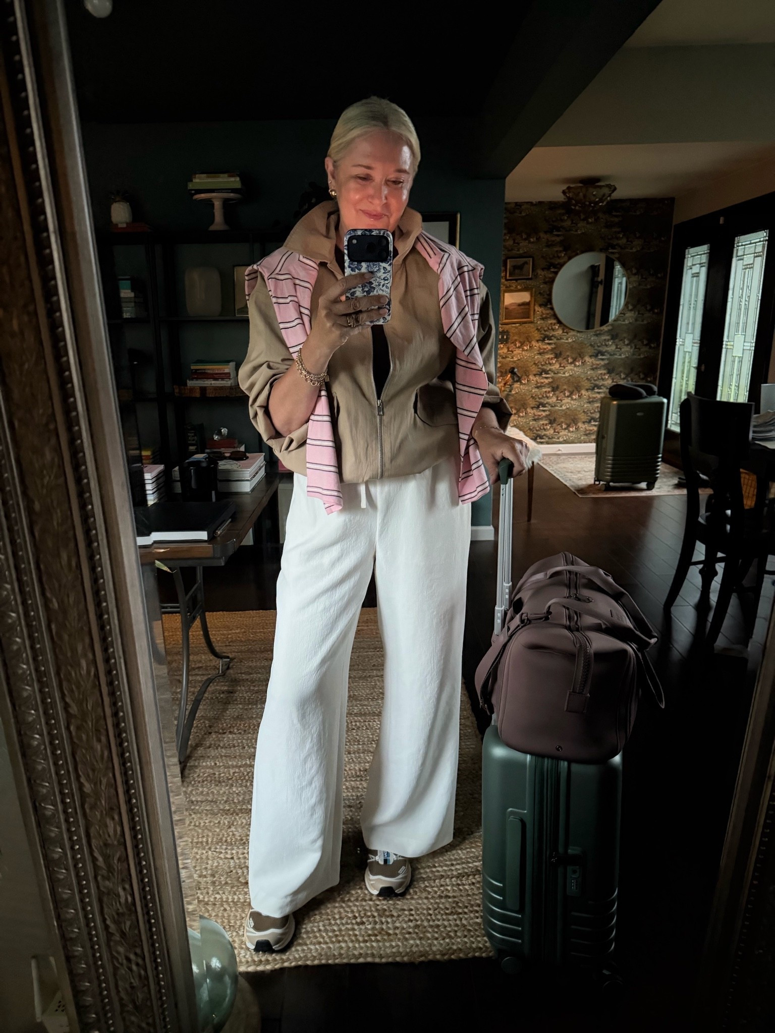 Travel OOTD
Pants medium 
Pink tee medium
Brown tee medium 
Jacket linked similar

Aritzia, Old  Navy, Bagsmart , Dagne Dover

#LTKootd #LTKOver40 #LTKTravel