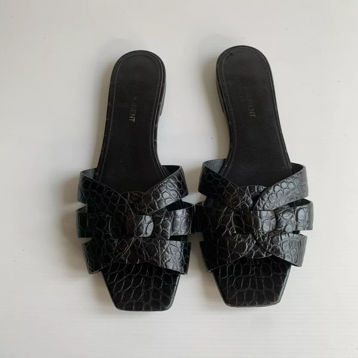 Saint Laurent YSL slides sandals UK 5.5 VGC Nu Pieds croc mules Tribute black  | eBay | eBay UK