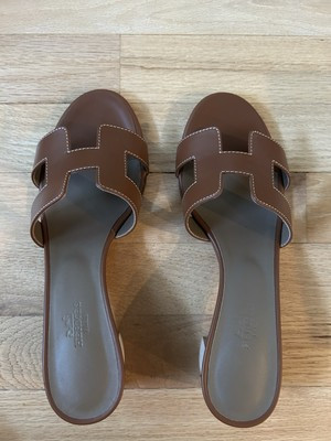 HERMES NWB GOLD OASIS SLIP ON  SANDAL SLIPPER SZ 37.5 | eBay US