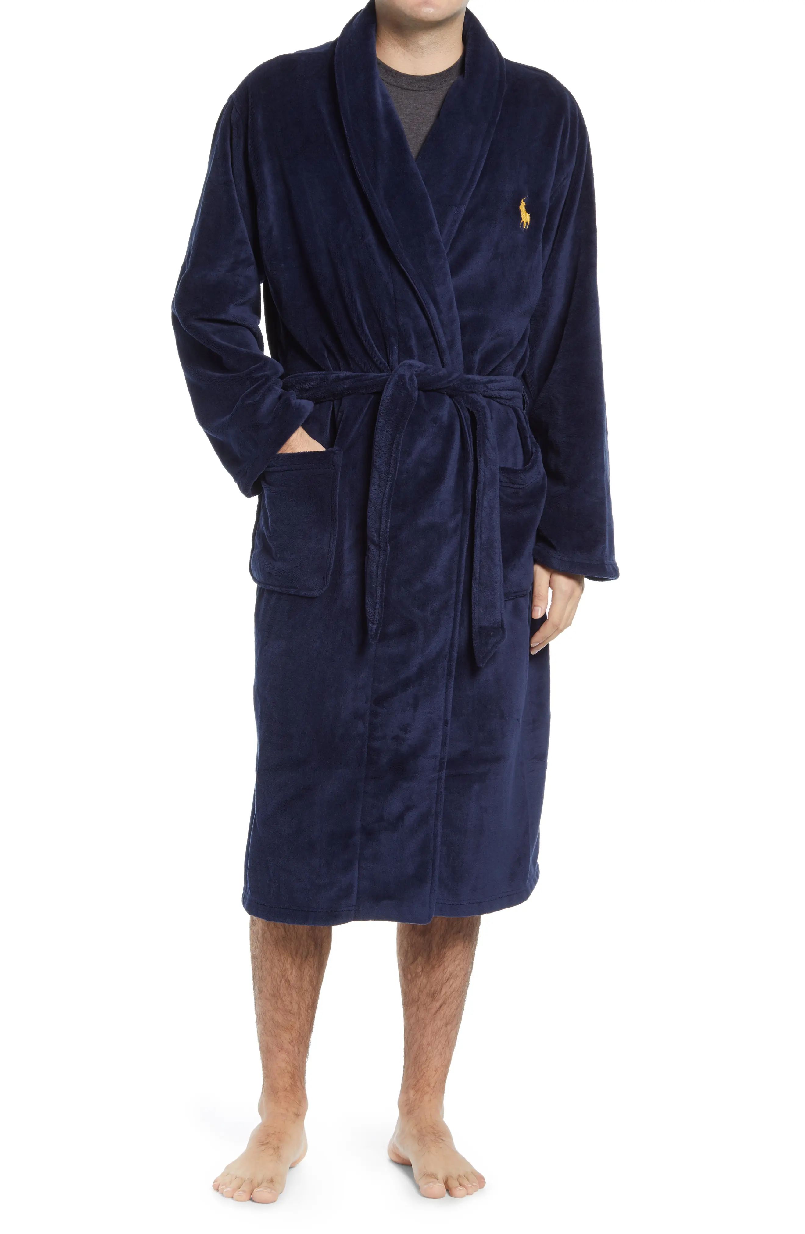 Men's Polo Ralph Lauren Microfiber Men's Robe, Size Small/Medium - Blue | Nordstrom