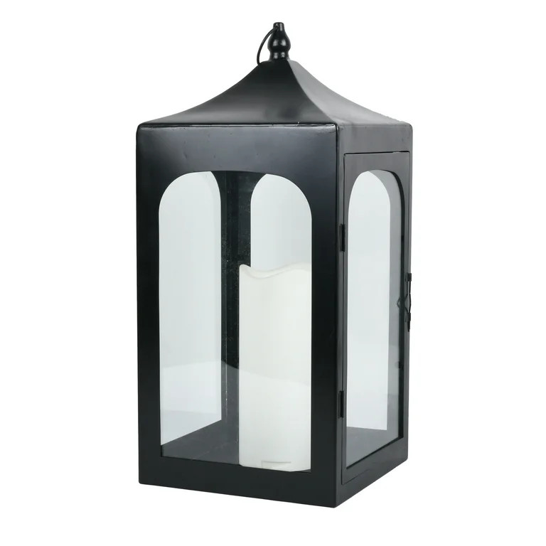 Better Homes & Gardens Decorative Black Metal Battery Operated Outdoor Lantern with Removable LED... | Walmart (US)
