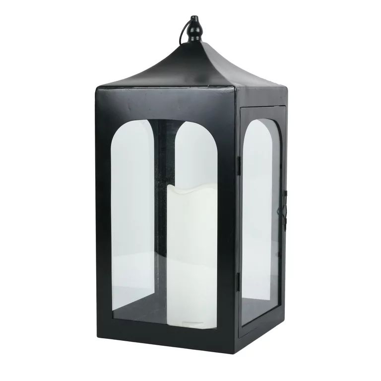 Better Homes & Gardens Decorative Black Metal Battery Operated Outdoor Lantern with Removable LED... | Walmart (US)
