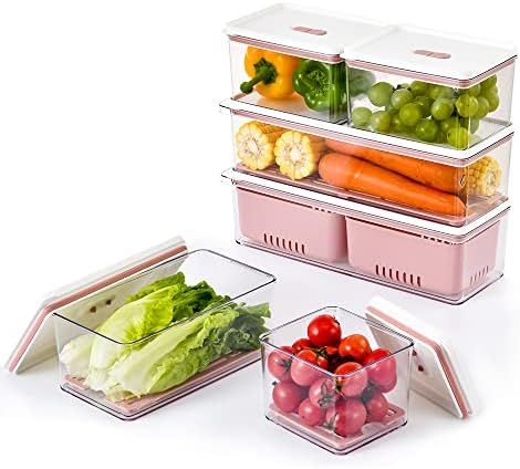 Amazon.com: Lille Home Stackable Produce Saver, Organizer Bins/Storage Containers with Removable ... | Amazon (US)