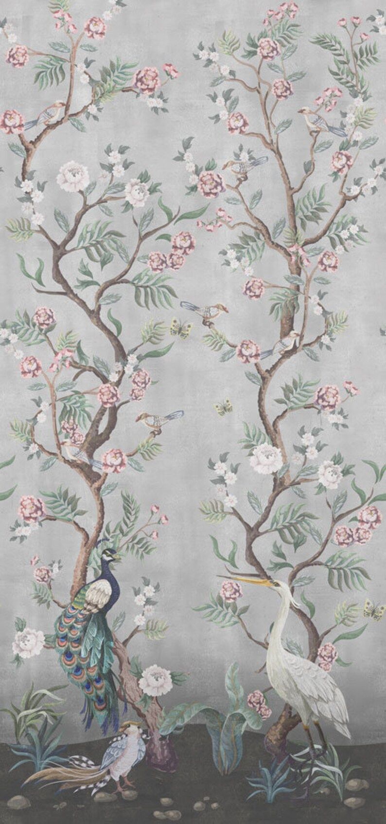Chinoiserie Cherry Blossom Wallpaper Peacock Removable | Etsy | Etsy (US)