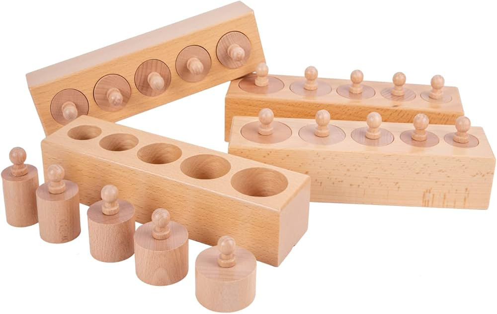 Montessori Toys for Babies 6-12 Months Wooden Knob Log Cylinder Blocks Development Sensory Toys f... | Amazon (US)