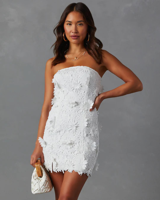 Madelyn Embroidered Floral Strapless Mini Dress | VICI