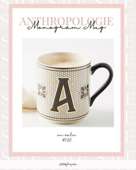 Anthropologie monogram mug on sale, Christmas gift guide, coffee mug, letter initial mug, gifts for her, gifts under $20, 

#LTKsalealert #LTKHoliday #LTKSeasonal